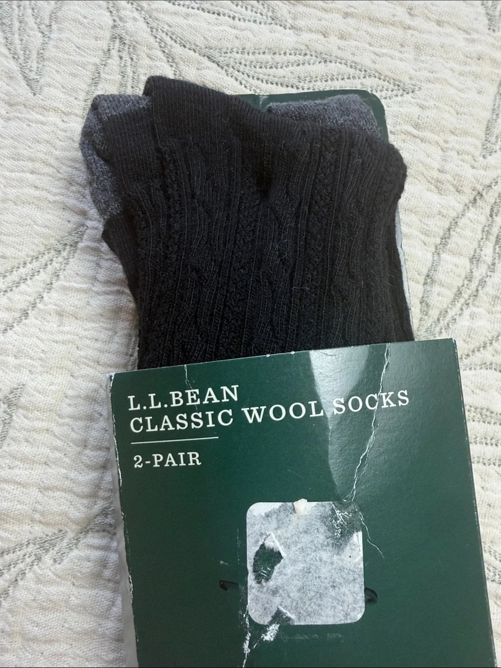L.L. Bean Women's Classic Wool Socks - Black & Charcoal - Sz. 4-6